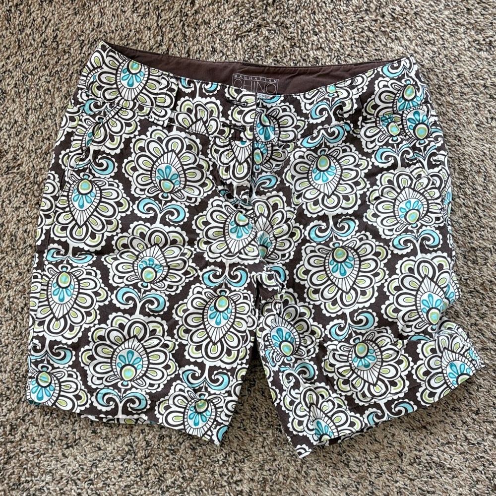 New York & Company Floral Patterned Women's Shorts - Black and Blue